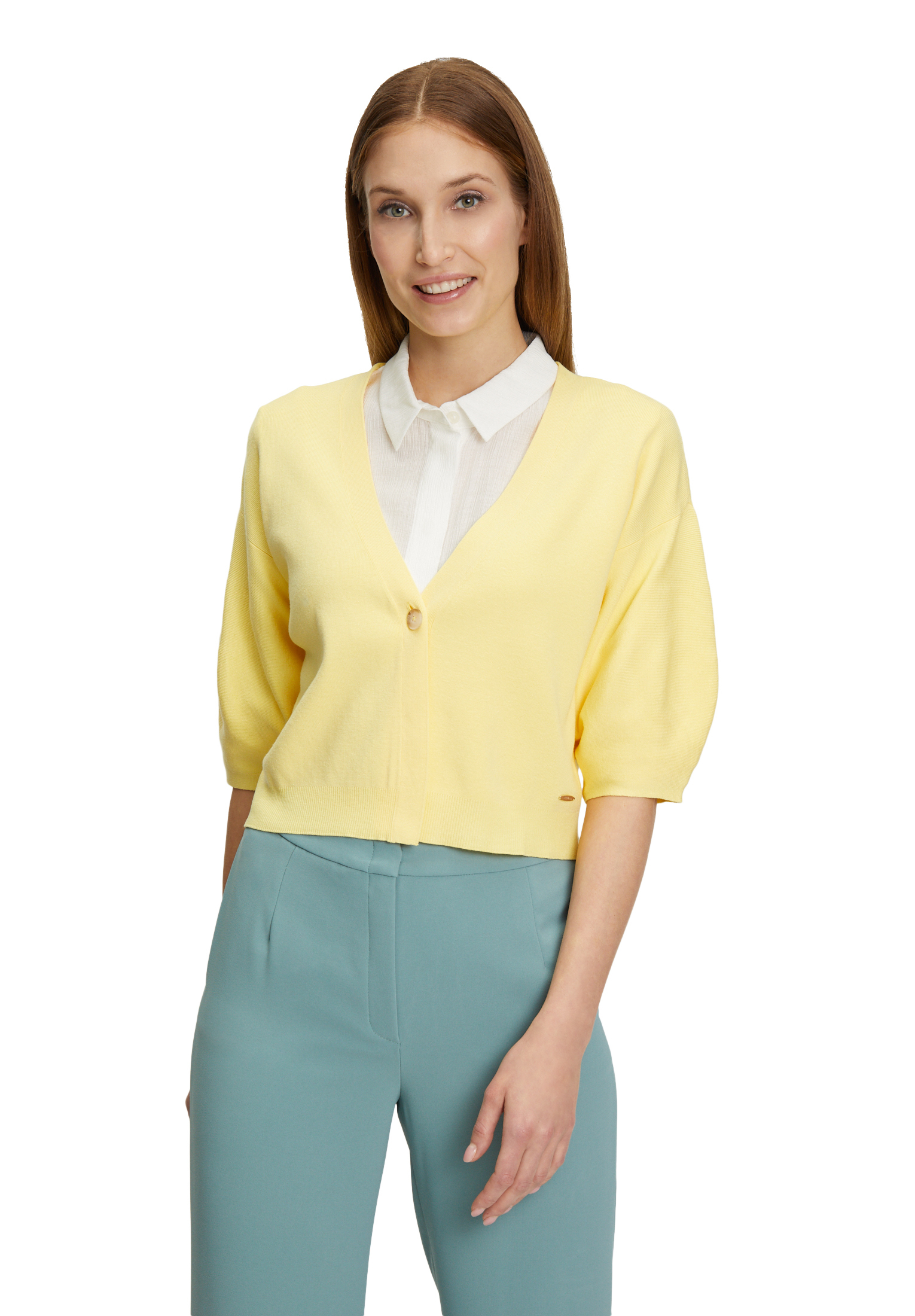 Sweter Żółty Zapinany na Guzik Betty & Co 5571-3790-2013