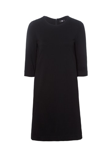 Sukienka Riani, krój prosty z kieszeniami, rękawy 7/8,  suwak z tyłu, czarna 396060-5262-999