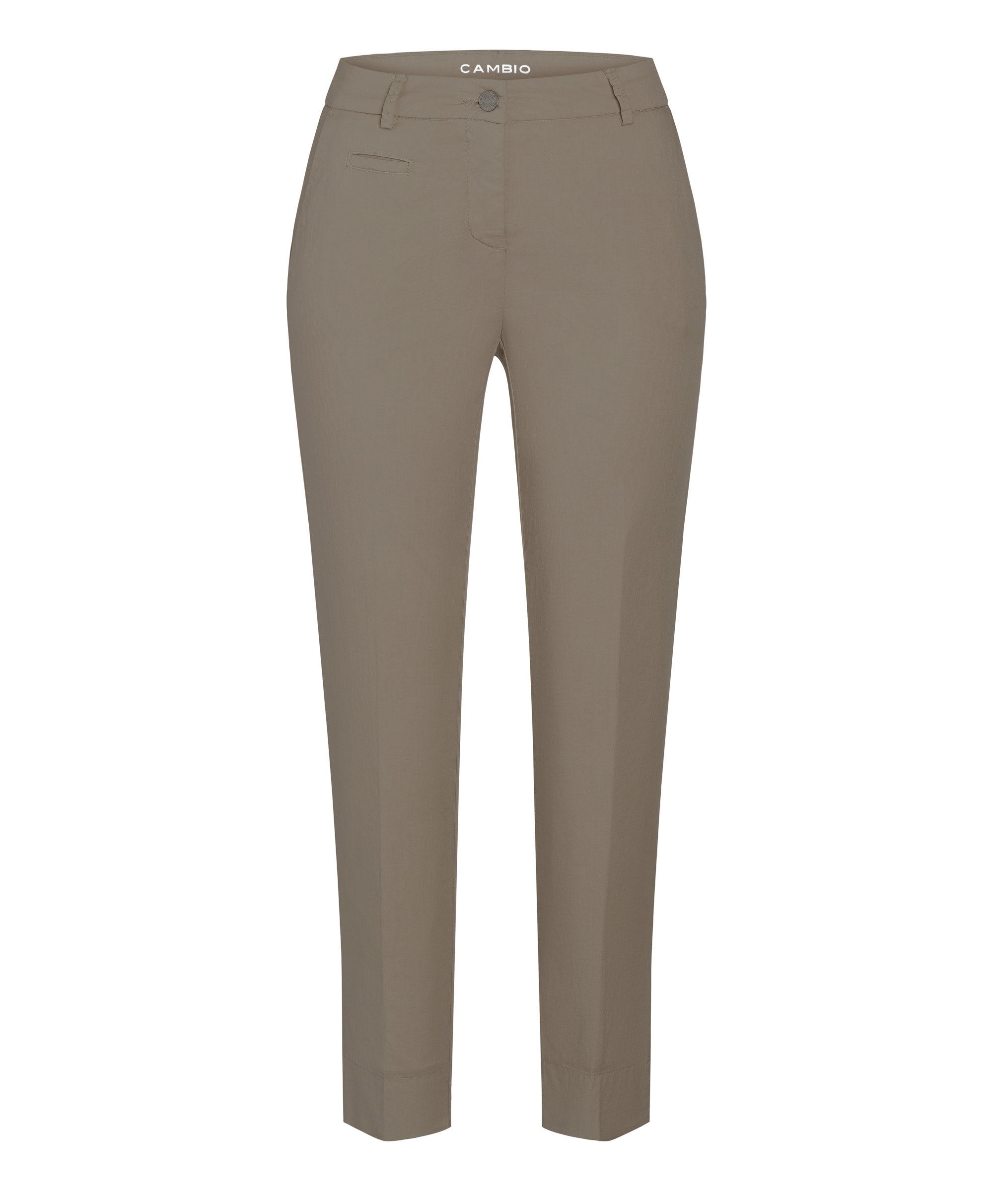 Spodnie materiałowe, zapinane na guzik, kolor beżowe Cambio Stella cropped 0360-01-7642-604