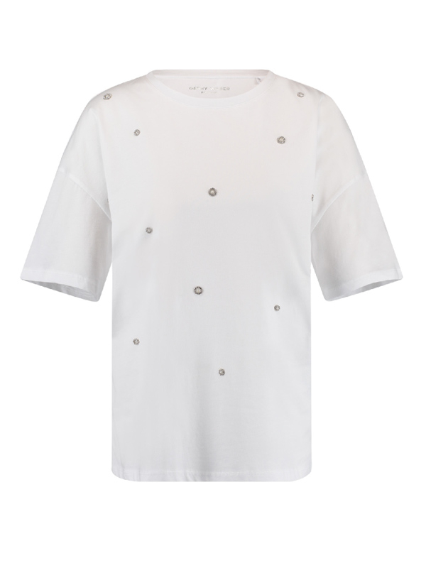 T-shirt biały z perełkami Gerry Weber 270057-44032-99600