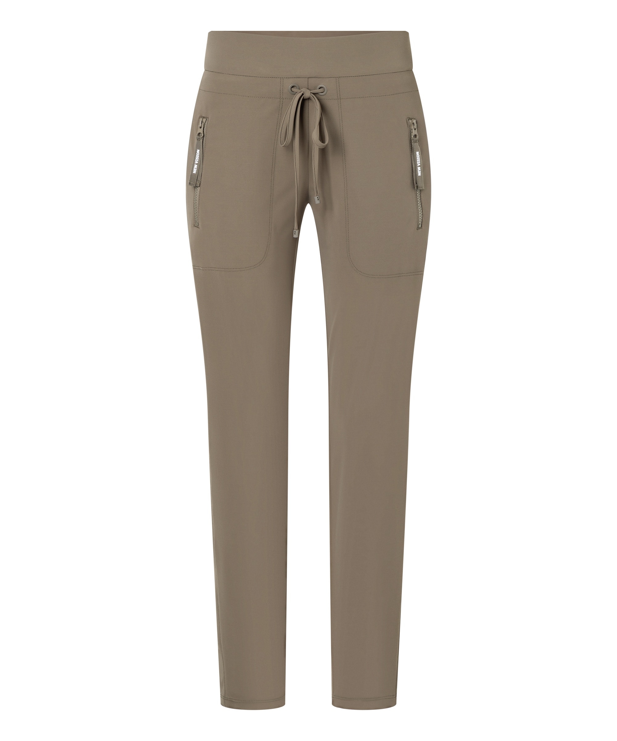 Spodnie dresowe, guma w pasie, kieszenie na suwak, kolor khaki Cambio Jessy 0280-04-6320-632