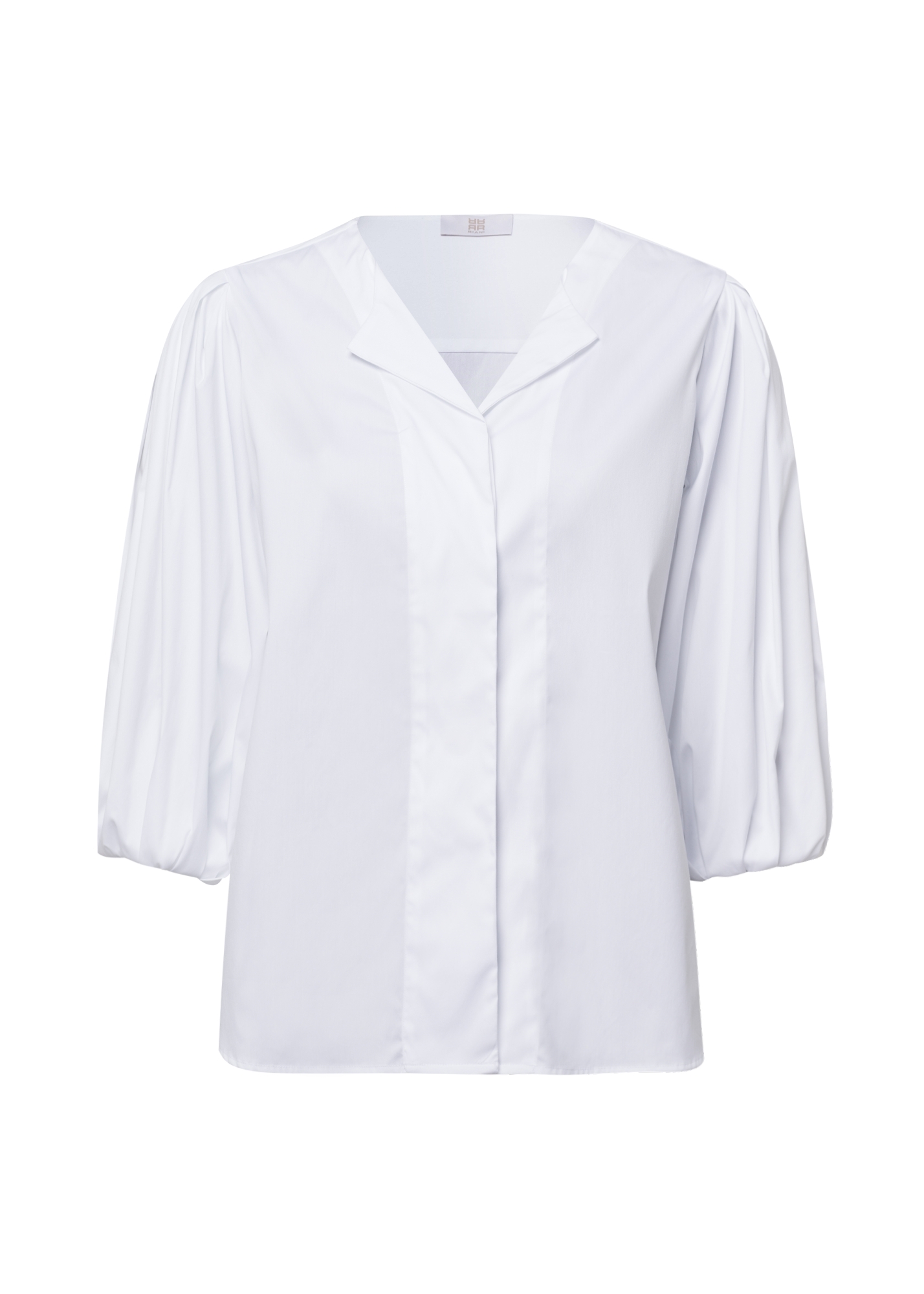 Koszula z bufiastymi rękawami 3/4, gumka w rękawie, brak kołnierzyka, kolor biały Riani 135170-2076-100